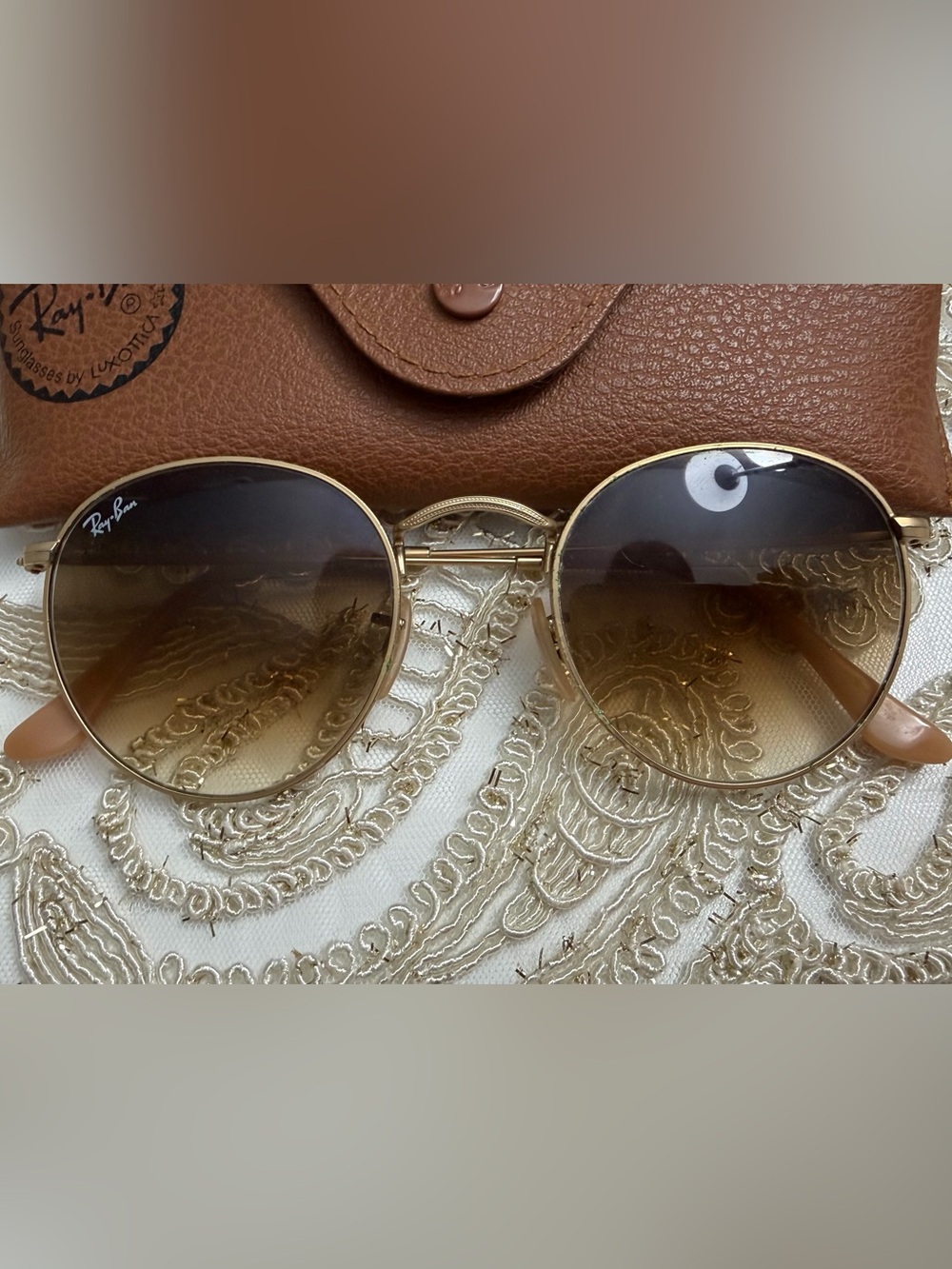 Ray-Ban Gold Frame Sunglasses with Brown Gradient Lenses - Picture 2 of 4